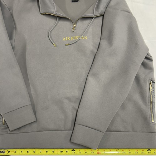Men’s XXL Air Jordan Cool Gray 1/4 Zip Gold Accents Embroidery Collared Pullover - Picture 16 of 20