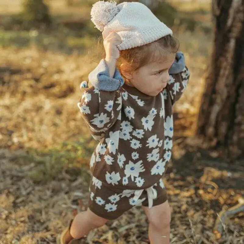 Traje de suéter recién nacido niño niña bebé torso de punto + pantalones cortos de punto 2 piezas conjunto de camisetas para niños