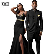 African Clothes for Couple Men s Single Breasted Business Suit and Women Dress