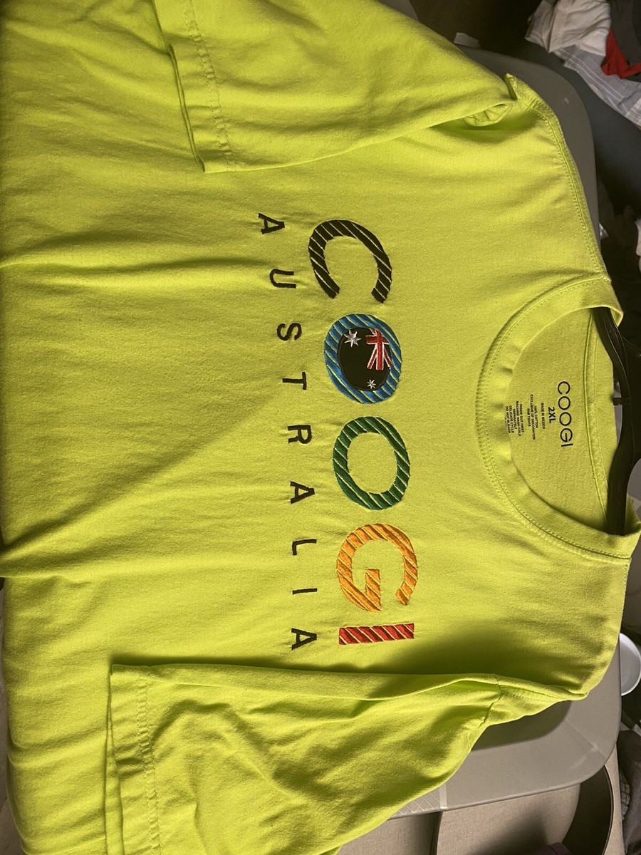 COOGI AUSTRALIA MEN'S SHIRT T-SHIRT YELLOW GREEN XXL 2XL colorful