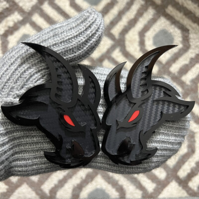 Goat Badges Emblem Black Red Eye Carbon  Custom Fender Badges