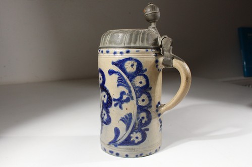 Orig. Barock 1790 Krug Walzenkrug Bierkrug Westerwald Zinn Deckel keramik - Bild 20 von 20