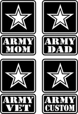 Set of 2 Army Mom Dad Vet Custom Personalized Military Vinyl Decal Sticker