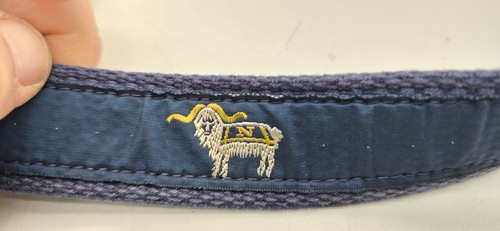 Vintage Navy Midshipmen Belt Leather Canvas Logo Brass Buckle Naval Academy Sz L - Picture 3 of 7