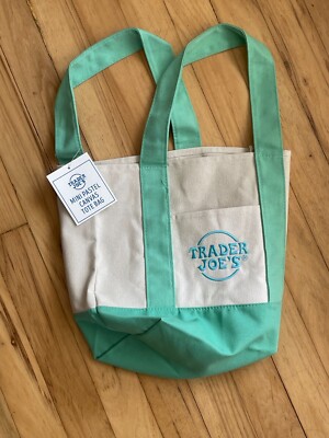 Trader Joe's Mini Pastel Canvas Tote Bag   Limited Edition!