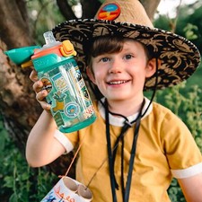 Nuby Kids No Spill Flip-it Adventure and Travel Sticker Water Bottle with...