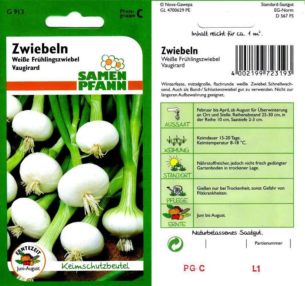 Zwiebeln - Weie Frhlingszwiebel (Vaugirard) Winterfest - Samen Saatgut |  eBay.de