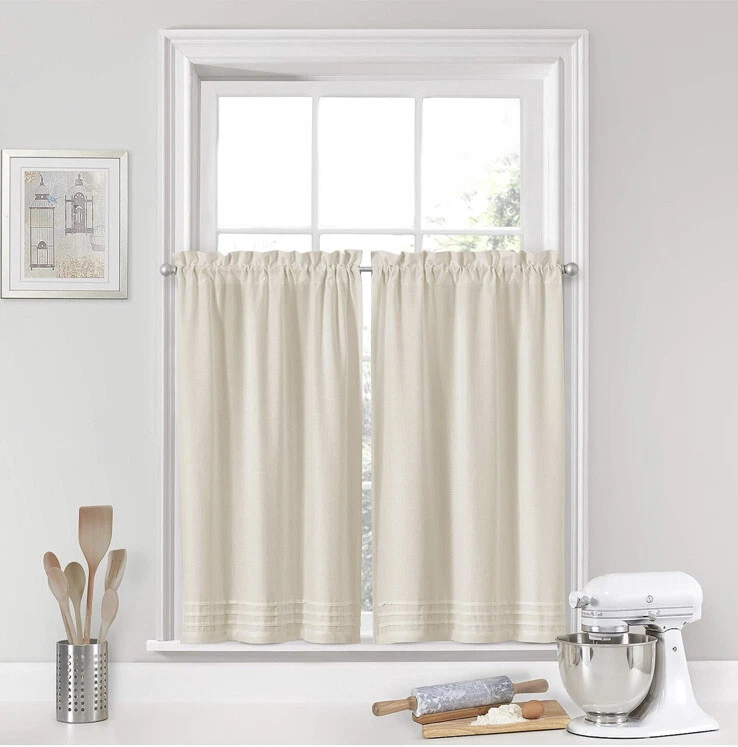 Vue Window Solutions One Rod Pocket Tier Pair (26x36) Ivory NEW!!!