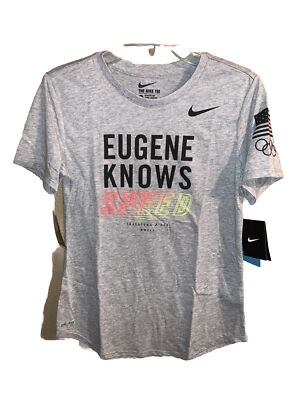 NWT WOMENS M NIKE EUGENE KNOWS SPEED TRACKTOWN USA OLYMPICS TRACK RUNNING SHIRT