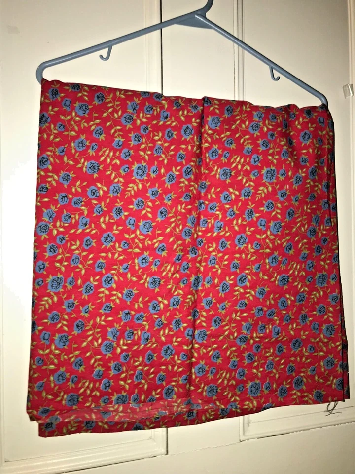 Armario Panel Tela Cortina Años 50 De Colección PoliAlgodón Rojo Azul Rosas Negro 72 x 36" Foto 2 de 3