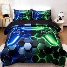 3D Gamer Comforter Set for Kids  Teens, 5-Piece Bed in a Bag, Queen Size