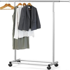 Standard Rod Garment Rack Metal Silver Heavy Duty Adjustable Closet