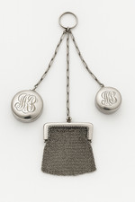 Antique Sterling Silver Dance Chatelaine 2 Vanity Compacts Mesh Coin Purse JKP