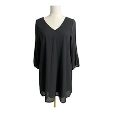 Lulus Dress Cocktail Semi Formal Black Sheer Boho Loose Whimsigoth Flowy Small