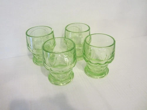 VTG  Anchor Hocking 8 Oz Uranium Glass  Georgian Honeycomb Tumblers   VGC