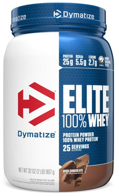 Dymatize Elite 100% Whey Protein Powder, Chocolate, 25g of Protein, 5.5g BCAAs, 
