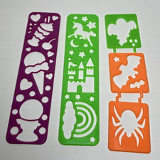 Vintage Lisa Frank Halloween Unicorn Gum Ball Castle Set of 5 Plastic Stencils