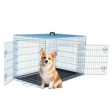 30 inch Dog Crate Dog 30.0"L x 18.0"W x 20.0"H Double Door w/ Divider Blue