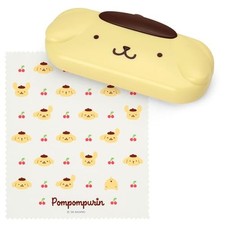 Pompompurin Face Eyeglass Case Sanrio Cute Design with Cleaning Cloth