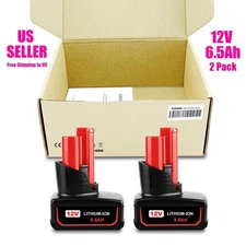 NEW 2 Pack 6.5AH M12 For Milwaukee 12V Lithium XC 6.0 Extended Capacity Battery