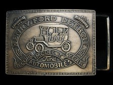 MI07121 VINTAGE 1970s **HENRY FORD DETROIT AUTOMOBILES** CAR BELT BUCKLE