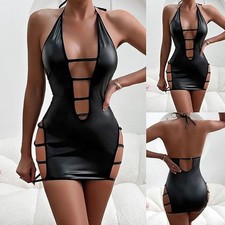 New Small. Sexy Straps All Over! Black Backless Semi Sheer Bodycon Mini Dress