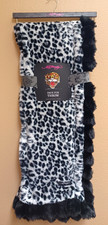 Ed Hardy Faux Fur Throw Blanket Grey/White/Black Snow Leopard Print 50"x70" New