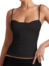 PINKMSTYLE Black Spaghetti Straps Tank Top for Women X-Small,