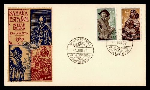 DR WHO 1959 SPANISH SAHARA FDC SEMI POST NATIONAL COSTUME COMBO M76546