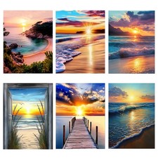 6 Pack Diamond Painting Kits for Adults Beginner, 5D Beach Diamond Art Sets, ...