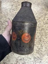 Antique Toleware Tea Canister/Caddy.  8X4X4" Roughly.