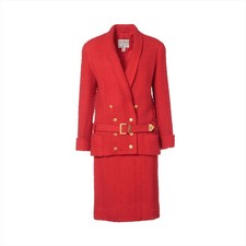 Chanel Coco Button Unknown material Setup 38 Ladies' Red No sign tag Tweed Gold