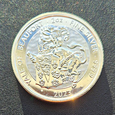 British Royal Mint - 2023 Yale of Beaufort 2oz Fine Silver 999.9