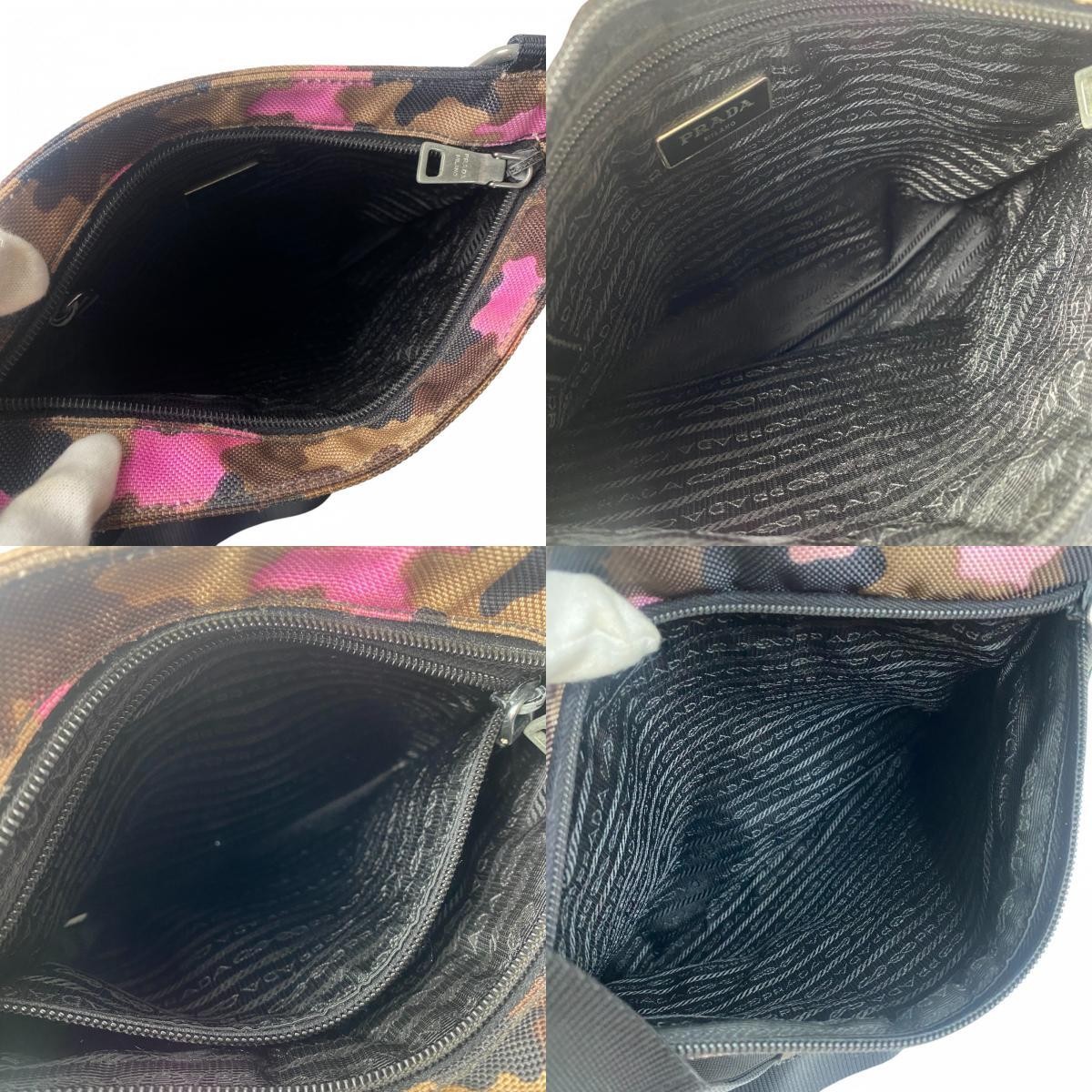 PRADA Women s Camouflage Shoulder Bag Pochette Triangle Logo Plate Crossbody thumbnail 8