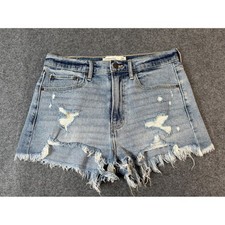 Abercrombie  Fitch High Rise Shorts Women 28/6 Light Blue Distressed Frayed