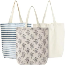 Juvale Canvas Tote Bag Set, Foldable Reusable Grocery Bags 3pc
