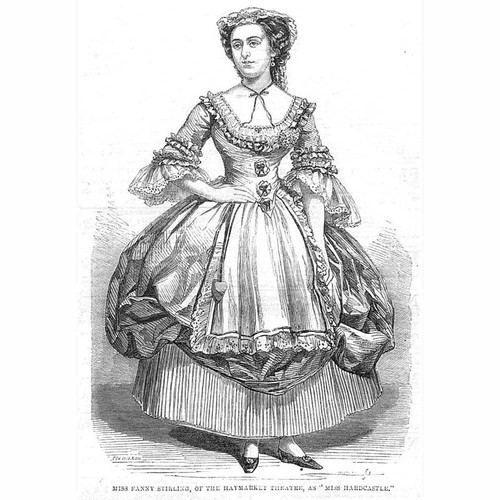Fanny Stirling as Miss Hardcastle at the Haymarket Theatre - Antique Print 1861