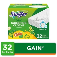 Swiffer Sweep + Mop, Dry Pads Refill, Floor Cleaner, Cleaning Cloths, Gain,32ct
