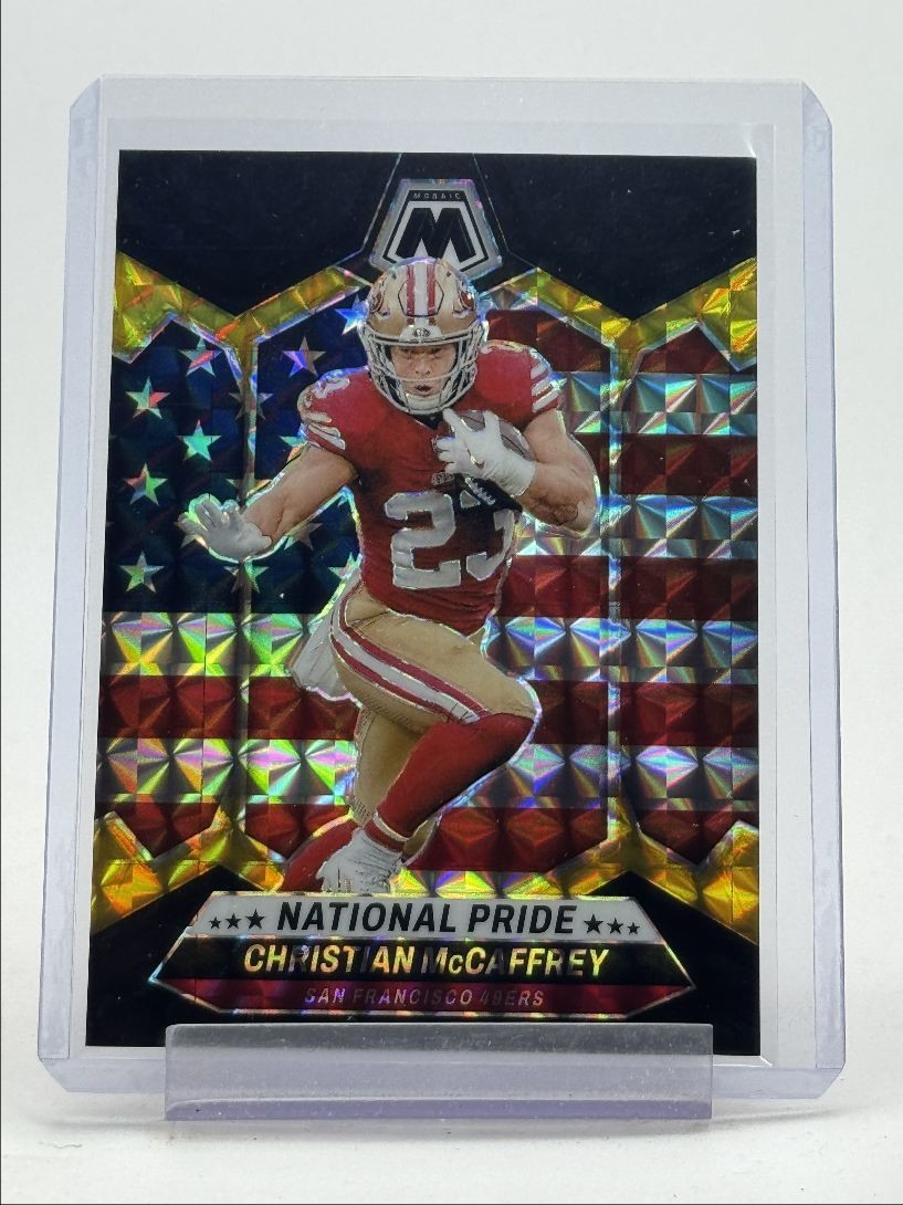 CHRISTIAN MCCAFFREY 2024 MOSAIC NATIONAL PRIDE BLACK GOLD CHOICE 1/8 Q3694