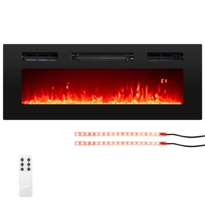 36'' 5,000 BTU Electric Fireplace with LED Light Strips Remote Crystal Stones