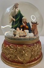Fitz and Floyd Nativity Waterglobe 2007 Plays “Silent Night Rare Used