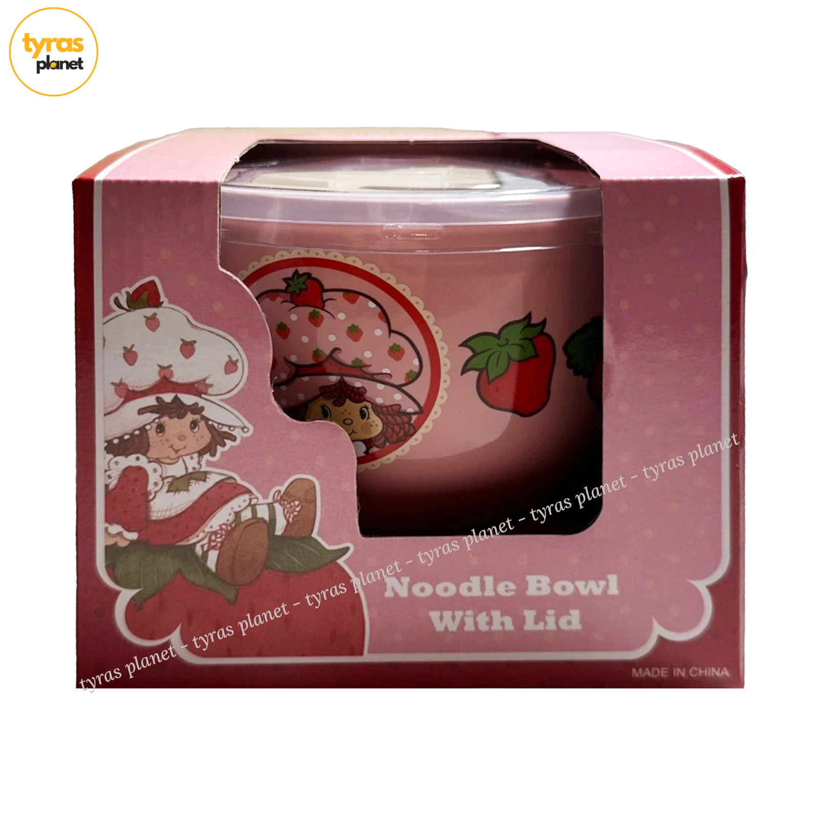 Strawberry Shortcake Cute Pink Ramen Noodle Bowl with Lid Gift