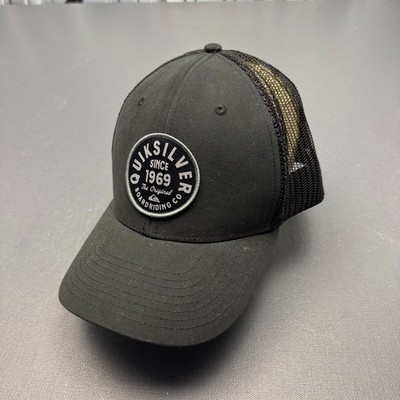 Quiksilver Trucker Hat Men's One Size Black Mesh Back Snapback Surf Skate Cap