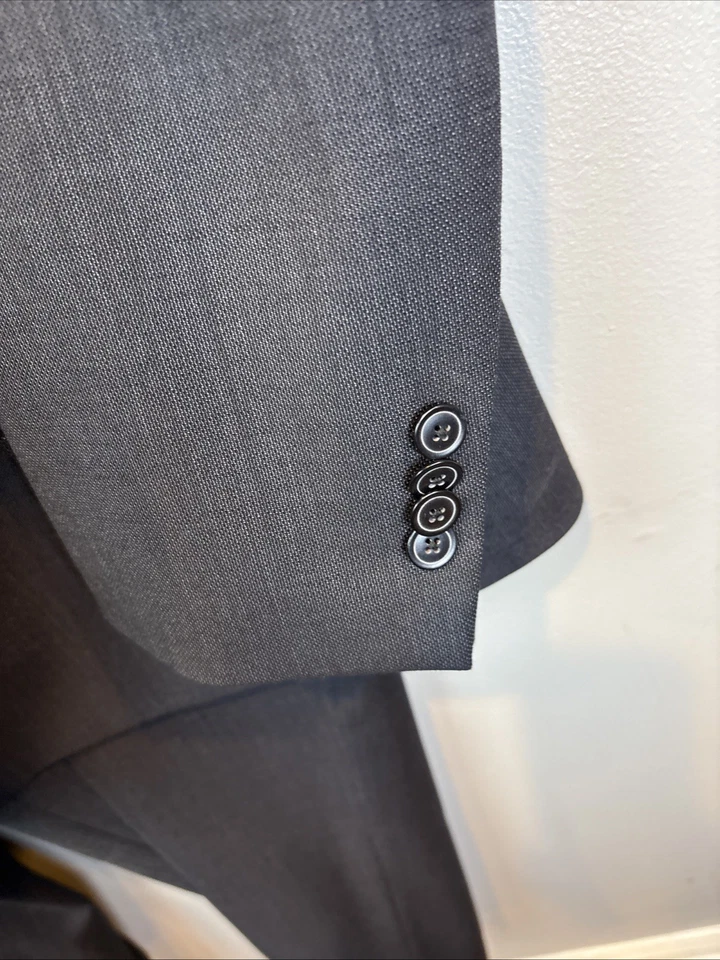 Terno calça Joseph Abboud 48L 40x30 2 peças 100% lã preto ajuste fino - Imagem 2 de 4