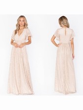Show Me Your Mumu Nicole Maxi Dress Champagne Lace Women Size L Bridesmaid