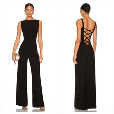 NWT Norma Kamali Wide Leg Jumpsuit Black Sz XXS or 32 Open Back