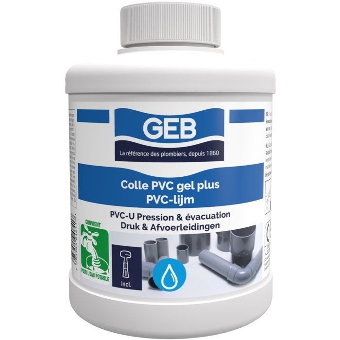 Colle PVC rigide GEB Gel Plus pot 500 ml avec pinceau