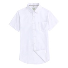 Men's Oxford Dress Shirt Short Sleeve Button Down Shirts Business Casual with Ch