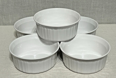 Set of 5 CorningWare French White Casserole Dishes F-16-B 500ml Individual Bowls