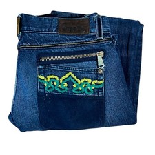 Y2K Crown Holder Jeans Authentic Embroidered 34X34 Men's